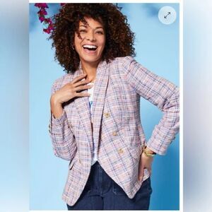 Talbots Tweed Blazer Multi Plaid Size 12